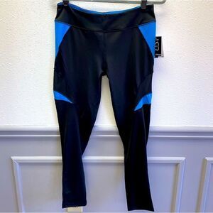 NWT CENTRAL PARK Blue/Black leggings, Sz XL (1043)